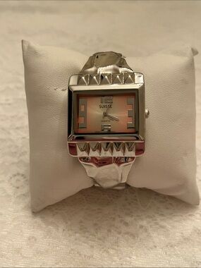 Suisse Women's Silver Bracelet Watch with Peach Dial